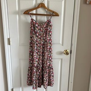 Mimi Chica Pink/Yellow Floral Spaghetti Strap Long Dress Buttons Up The Front S